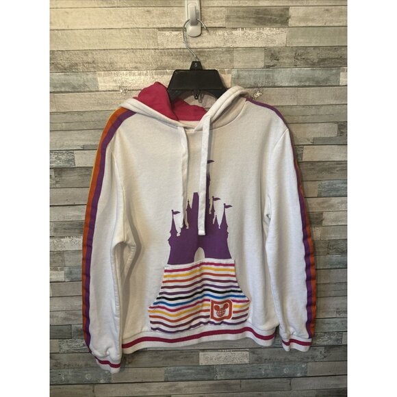 Women’s Disney Parks Hoodie Retro Stripes Multicolored Size Medium - Picture 3 of 11
